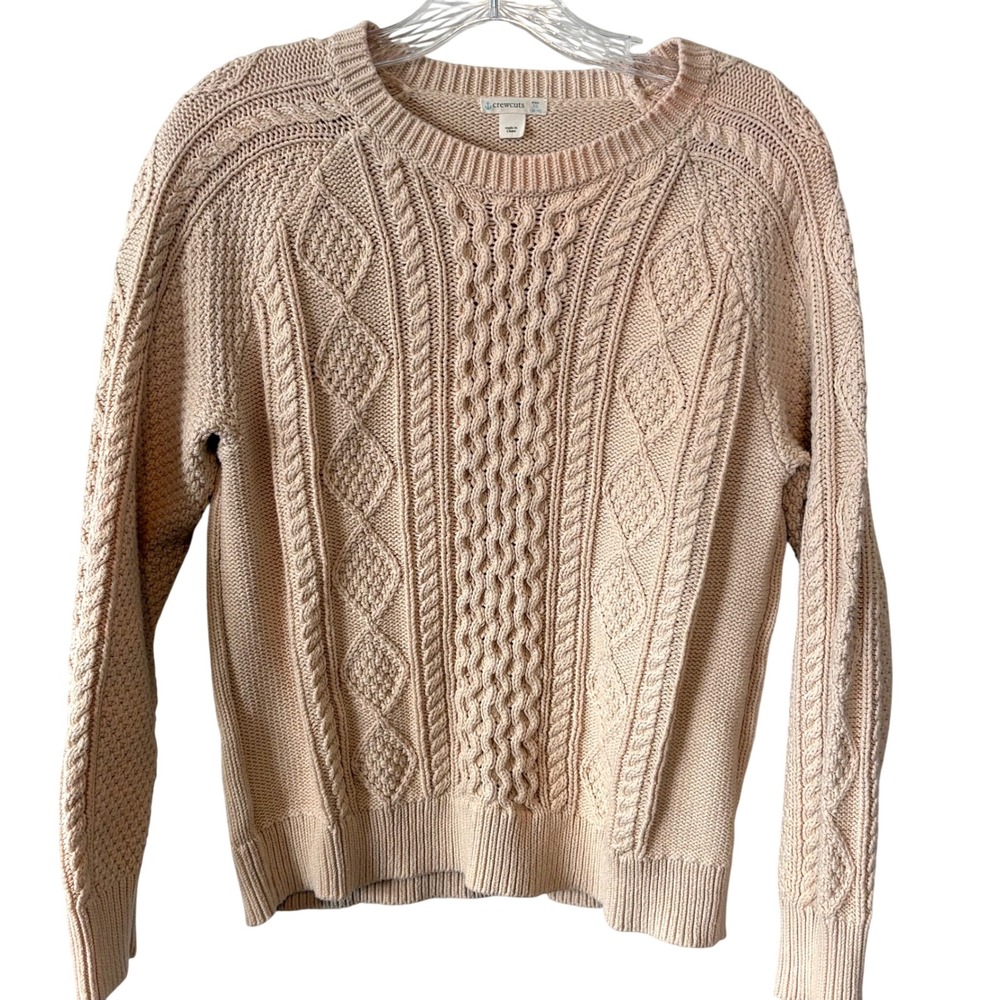 Crewcuts Girl's Ivory Cotton Cable Knit Fisherman's Sweater in Size‎ XL